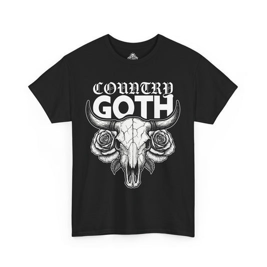 Country Goth (Heavy Cotton T-Shirt) - Bull Horns