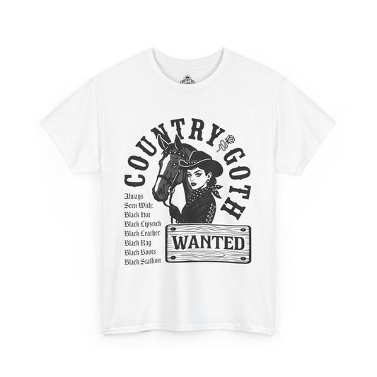 Country Goth Wanted (Heavy Cotton T-Shirt) - Black Everything